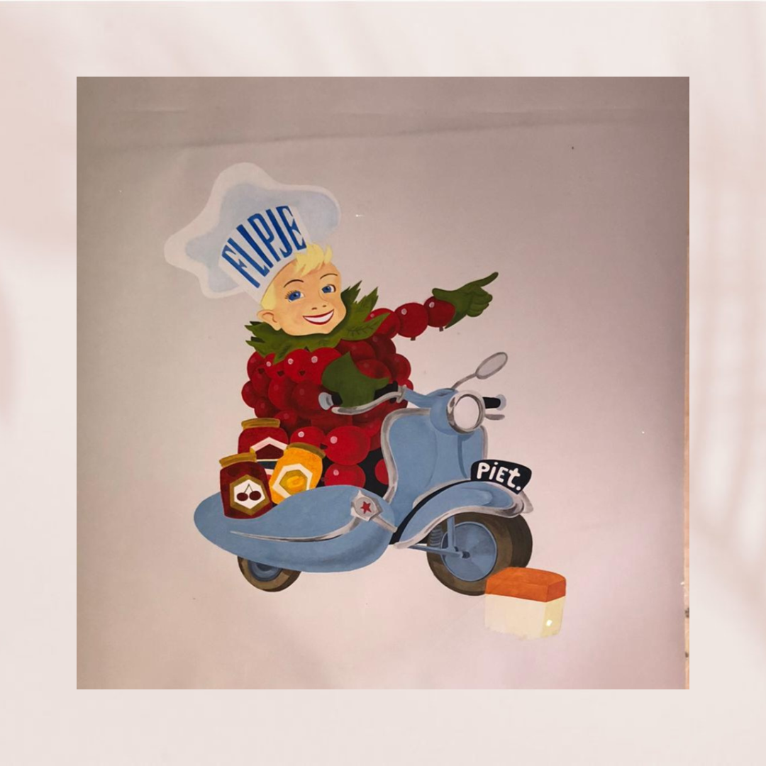 Muurschildering op rolgordijn